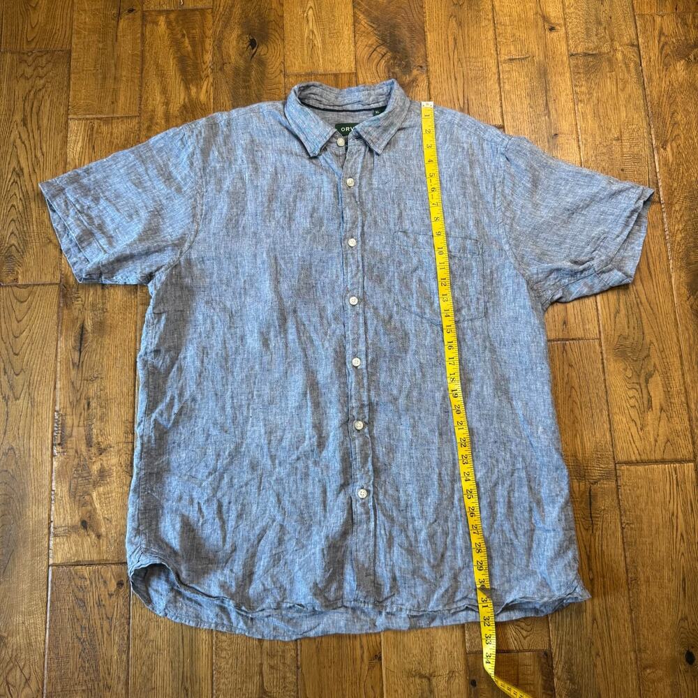 Orvis 100% Linen Classic Fit Short Sleeve Button-Down Shirt Men’s XL Blue - Picture 3 of 6